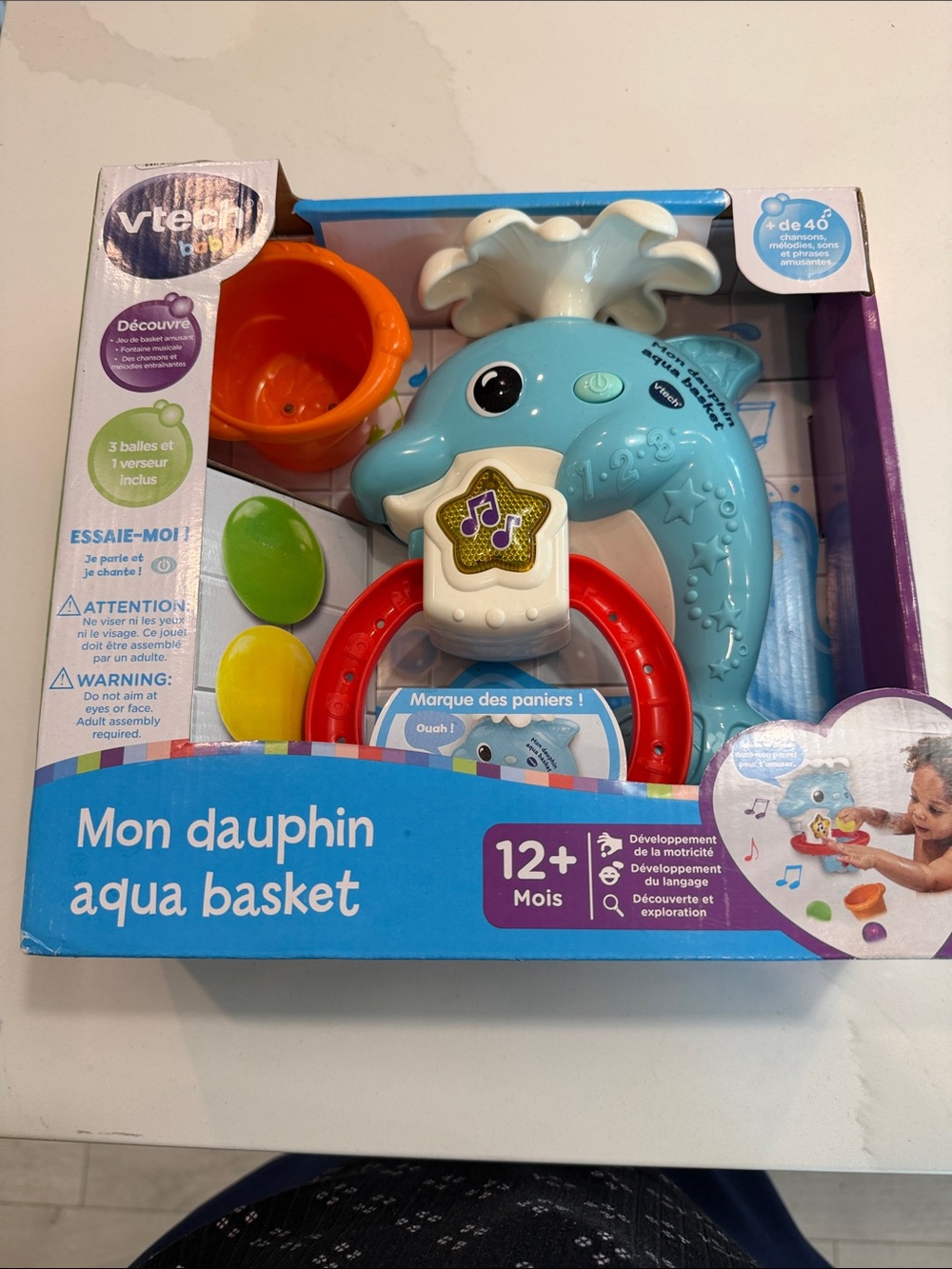 VTech Mon Dauphin Aqua Basket - Blue Interactive Bath Toy